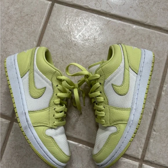 Jordan Women’s Lime Yellow and White Sneakers - Picture 3 of 5